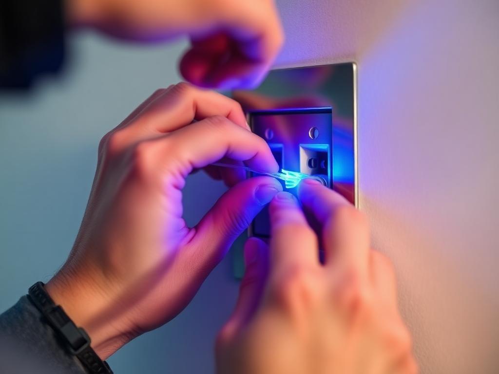Uppsetning á ljósleiðara í vegg